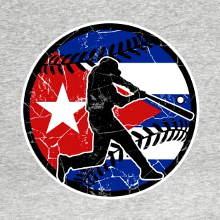 Cuban Flag Baseball Hitter Cuba Baseball Fan T-Shirt